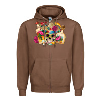 Chestnut mexican skull sombrero tequila bottle paper roses Zipper Hoodie - Artiststas