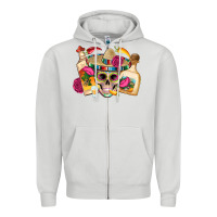 Dove Grey mexican skull sombrero tequila bottle paper roses Zipper Hoodie - Artiststas
