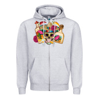 Heather Grey mexican skull sombrero tequila bottle paper roses Zipper Hoodie - Artiststas