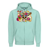 Seafoam mexican skull sombrero tequila bottle paper roses Zipper Hoodie - Artiststas