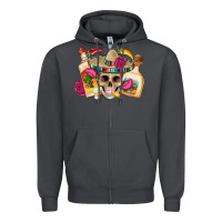 Smoke mexican skull sombrero tequila bottle paper roses Zipper Hoodie - Artiststas