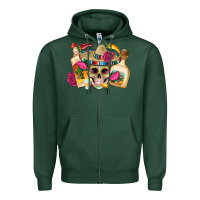 Sports Green mexican skull sombrero tequila bottle paper roses Zipper Hoodie - Artiststas