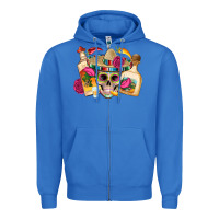 True Royal mexican skull sombrero tequila bottle paper roses Zipper Hoodie - Artiststas