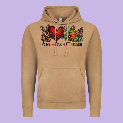Peace Love Western Christmas Trees Vintage Hoodie Designed By Jasminsmagicworld