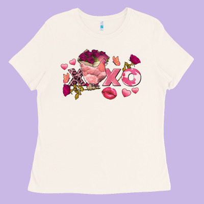 Chicken Valentine's Day Xoxo Ladies Tee Designed By Fadigitalartstudio