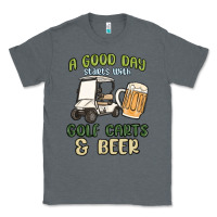 Charcoal Heather a god day starts with golf carts and beer Classic Tee - MaliasSmallBusiness