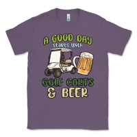 Lavender a god day starts with golf carts and beer Classic Tee - MaliasSmallBusiness
