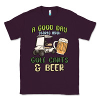 Plum a god day starts with golf carts and beer Classic Tee - MaliasSmallBusiness
