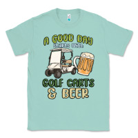 Seafoam a god day starts with golf carts and beer Classic Tee - MaliasSmallBusiness