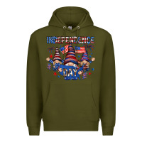 Army Green Independence Day with gnomies Premium Hoodie - HowdyJamesFarm