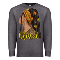 Charcoal Heather Fall afro woman blessed Premium Sweatshirt - NancyCooperArtShop