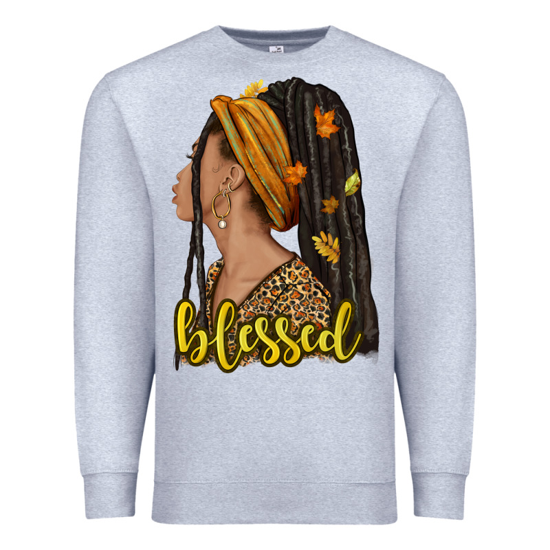 Fall Afro Woman Blessed Premium Sweatshirt by NancyCooperArtShop | Teevron