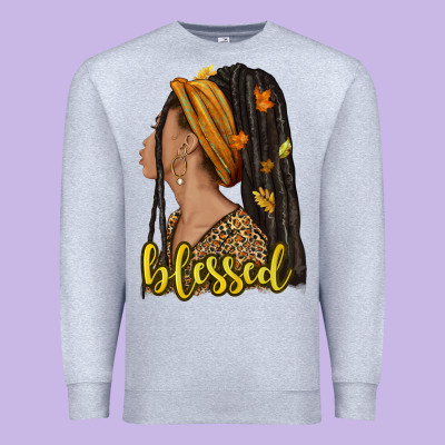 Fall Afro Woman Blessed Premium Sweatshirt Designed By Nancycooperartshop