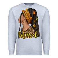 Heather Grey Fall afro woman blessed Premium Sweatshirt - NancyCooperArtShop
