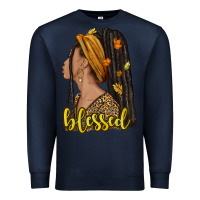 Navy Fall afro woman blessed Premium Sweatshirt - NancyCooperArtShop