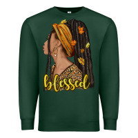 Sports Green Fall afro woman blessed Premium Sweatshirt - NancyCooperArtShop