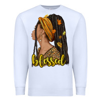 White Fall afro woman blessed Premium Sweatshirt - NancyCooperArtShop