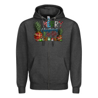Charcoal Heather Merry Christmas Zipper Hoodie - SublimationCraftShop