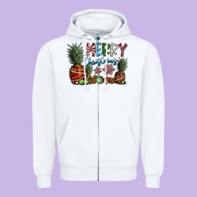 Merry Christmas Zipper Hoodie Designed By Sublimationcraftshop