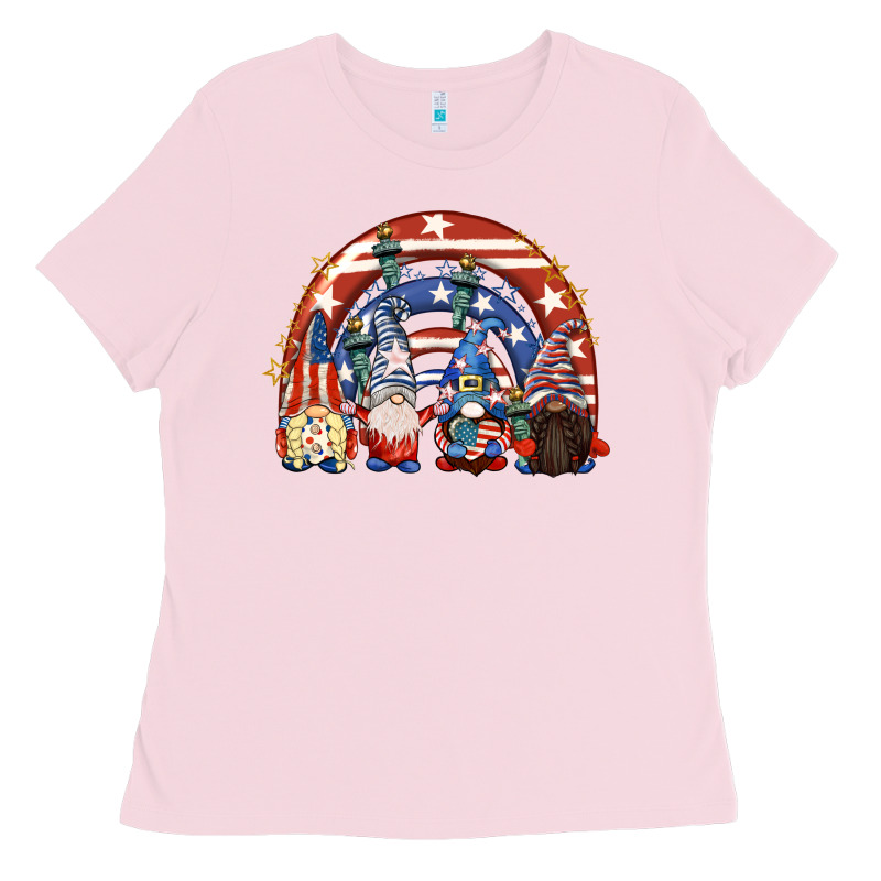4th Of July Rainbow With Gnomes Ladies Tee by CowGirlArtShop | Teevron