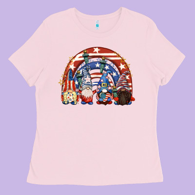 4th Of July Rainbow With Gnomes Ladies Tee Designed By Cowgirlartshop