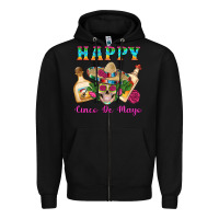 Black Happy Cinco De Mayo Mexican Skull Tequila Bottle Roses Cactus Zipper Hoodie - Artiststas