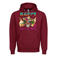 Burgundy Happy Cinco De Mayo Mexican Skull Tequila Bottle Roses Cactus Zipper Hoodie - Artiststas