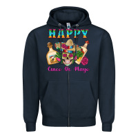 Navy Happy Cinco De Mayo Mexican Skull Tequila Bottle Roses Cactus Zipper Hoodie - Artiststas