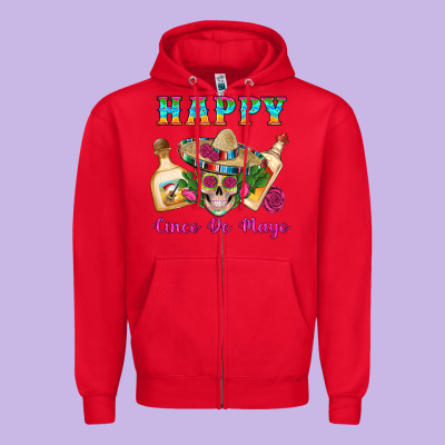 Happy Cinco De Mayo Mexican Skull Tequila Bottle Roses Cactus Zipper Hoodie Designed By Artiststas