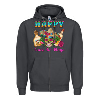 Smoke Happy Cinco De Mayo Mexican Skull Tequila Bottle Roses Cactus Zipper Hoodie - Artiststas