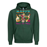 Sports Green Happy Cinco De Mayo Mexican Skull Tequila Bottle Roses Cactus Zipper Hoodie - Artiststas