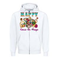 White Happy Cinco De Mayo Mexican Skull Tequila Bottle Roses Cactus Zipper Hoodie - Artiststas