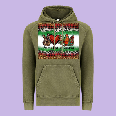 Peace Love Christmas Trees Vintage Hoodie Designed By Jasminsmagicworld