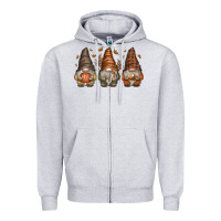 Heather Grey fall gnomes Zipper Hoodie - SublimationCraftShop