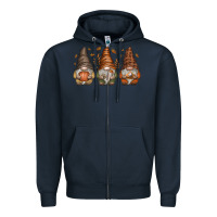 Navy fall gnomes Zipper Hoodie - SublimationCraftShop