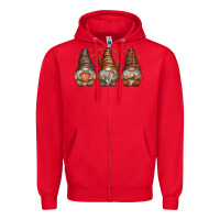 Red fall gnomes Zipper Hoodie - SublimationCraftShop