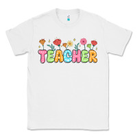 White custom teacher flowers Classic Tee - JahusDesignShop