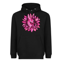 Black Breast Cancer Sunflower Heavyweight Hoodie - texasbilliewilder