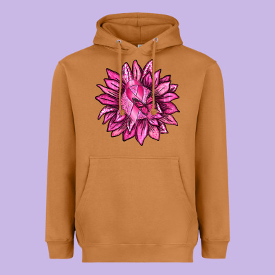 Breast Cancer Sunflower Heavyweight Hoodie Designed By Texasbilliewilder