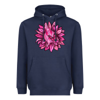 Navy Breast Cancer Sunflower Heavyweight Hoodie - texasbilliewilder