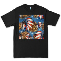 Black 4th of july indian headdress seamless pattern Premium Tee - HRA Design Shop