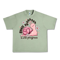 Oil Green snail progress is stil progress Urban Heavy Tee - MaliasSmallBusiness