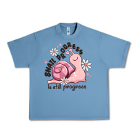 Pebble Blue snail progress is stil progress Urban Heavy Tee - MaliasSmallBusiness