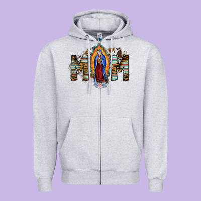 Mom Virgin Mary Zipper Hoodie Designed By Sublimationcraftshop