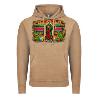 Vintage Coffee lady of guadalupe serape background Vintage Hoodie - Jasminsmagicworld