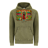 Vintage Olive lady of guadalupe serape background Vintage Hoodie - Jasminsmagicworld