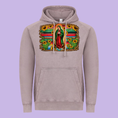 Lady Of Guadalupe Serape Background Vintage Hoodie Designed By Jasminsmagicworld