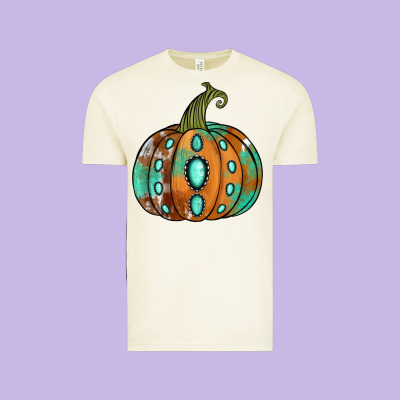 Western Cowhide Turquoise Pumpkin Vintage Tee Designed By Jasminsmagicworld