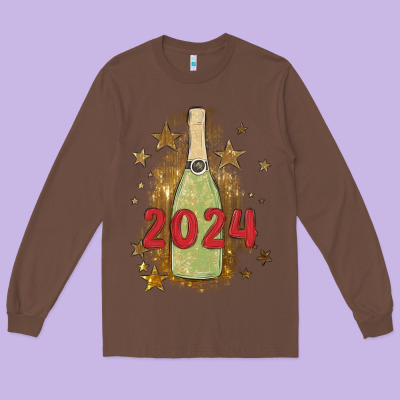 Sparkly Champagne Long Sleeve Tee Designed By Maliassmallbusiness
