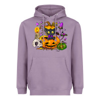 Lavender Black cat pumpkin Heavyweight Hoodie - NancyCooperArtShop